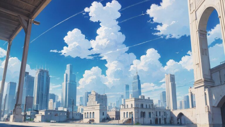 青空/街/ビル/イラスト素材