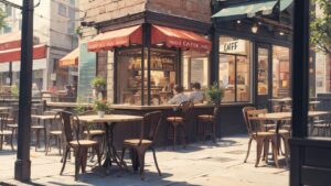 カフェ/テラス席/イラスト素材