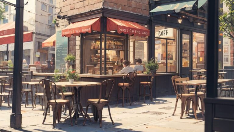 カフェ/テラス席/イラスト素材