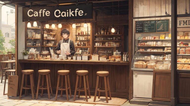 カフェ/カウンター席/イラスト素材