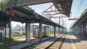 駅/線路/イラスト素材