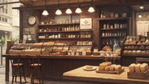 カフェ/カウンター/パン/イラスト素材