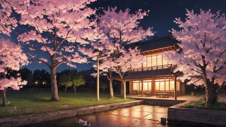 桜/夜桜/イラスト素材