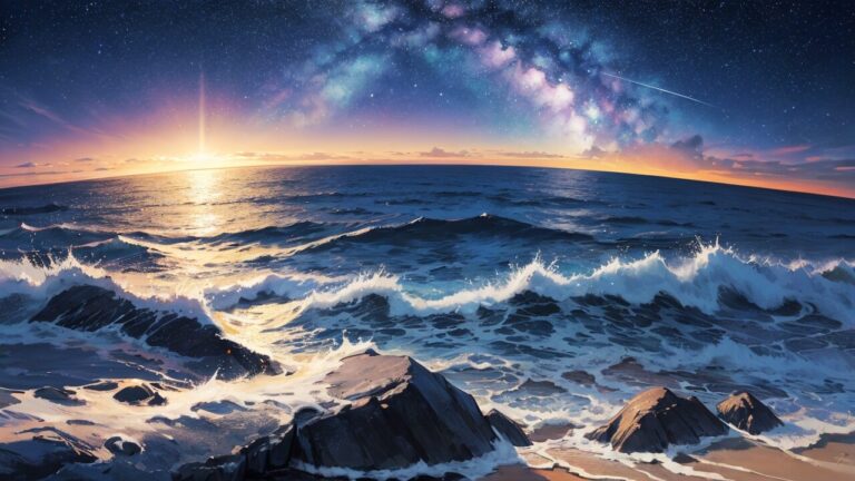 海/美しい空/自然/イラスト素材