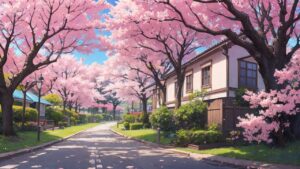 桜/日本建築/木漏れ日/イラスト素材