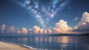 海/美しい空/自然/イラスト素材