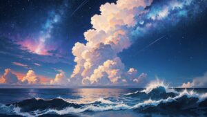 海/美しい空/自然/イラスト素材