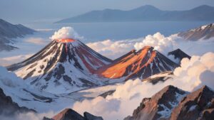 自然/山/火山/雲海/イラスト素材