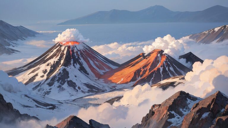 自然/山/火山/雲海/イラスト素材
