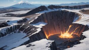 自然/山/火山/溶岩/マグマ/イラスト素材