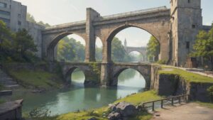 建築/橋/川/イラスト素材