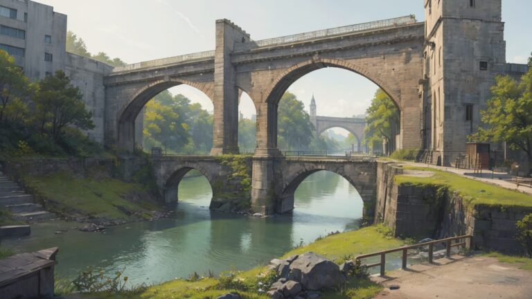 建築/橋/川/イラスト素材