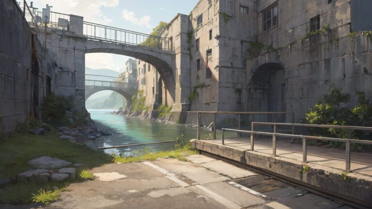 建築/橋/川/イラスト素材