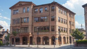 建築/街並み/赤レンガ/イラスト素材