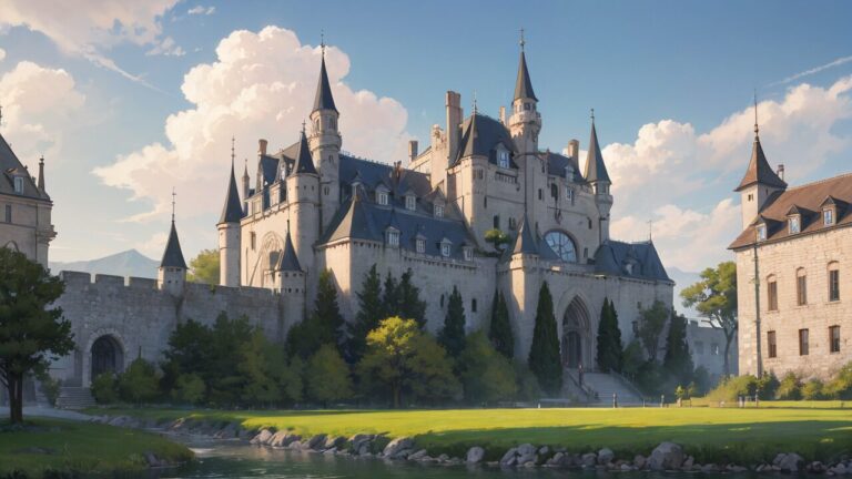 中世/ヨーロッパ/城/建築/風景/イラスト素材