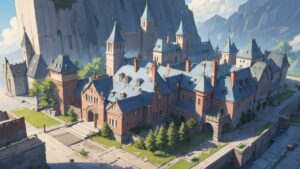 中世/ヨーロッパ/城/建築/風景/イラスト素材