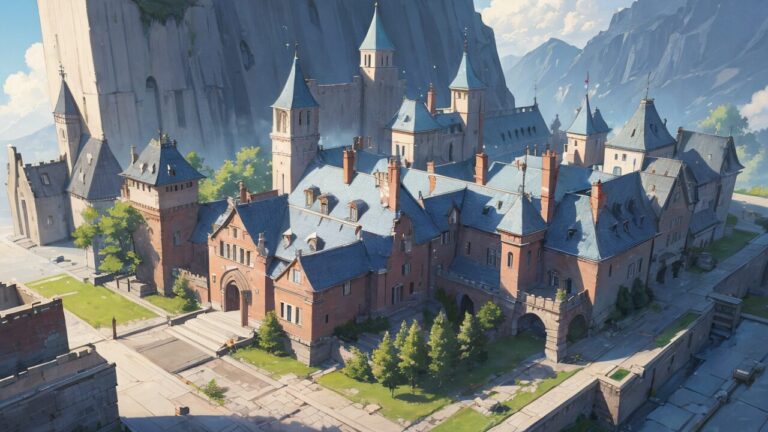 中世/ヨーロッパ/城/建築/風景/イラスト素材