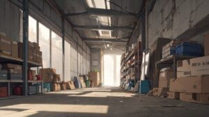 倉庫/段ボール/廃墟/イラスト素材