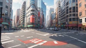 都会/交差点/風景/イラスト素材