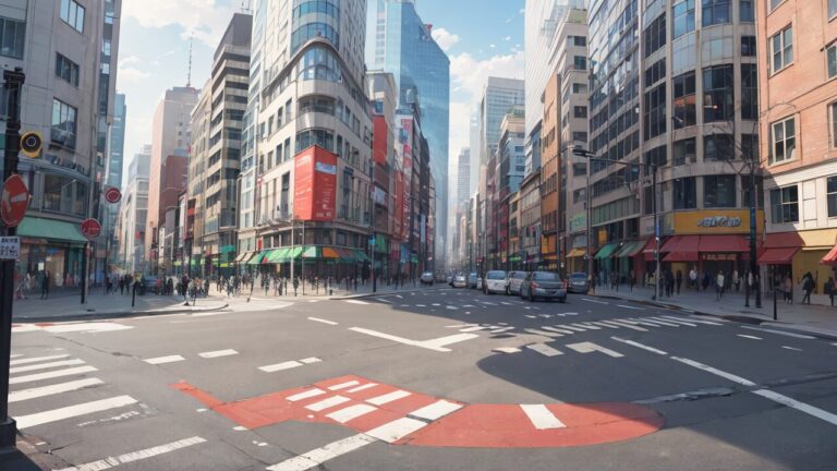 都会/交差点/風景/イラスト素材