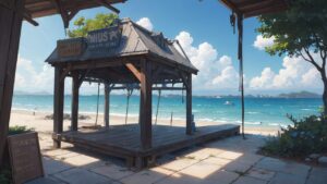 海/砂浜/拠点/廃墟/イラスト素材