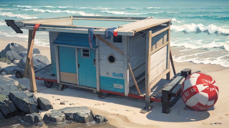 海/砂浜/廃墟/イラスト素材