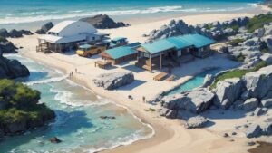 海/砂浜/海の家/イラスト素材