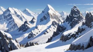 雪景色/山/山脈/イラスト素材