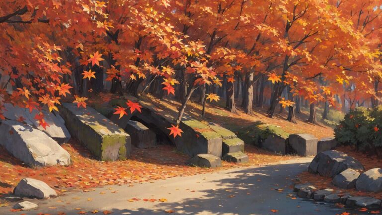 紅葉/落ち葉/秋/イラスト素材