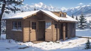 雪景色/納屋/小屋/家/イラスト素材