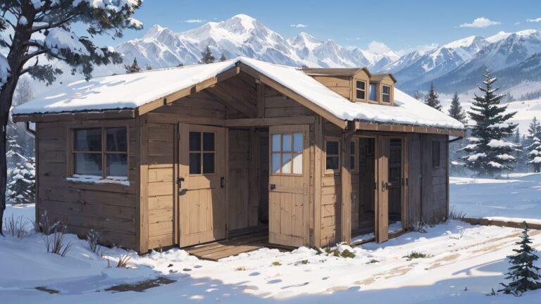 雪景色/納屋/小屋/家/イラスト素材