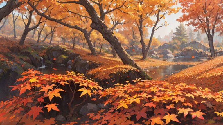 紅葉/落ち葉/秋/イラスト素材