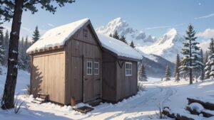 雪景色/納屋/小屋/イラスト素材