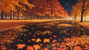 紅葉/夜景/秋/イラスト素材