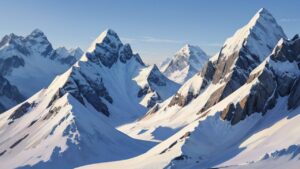 山/冬の山脈/雪/イラスト素材