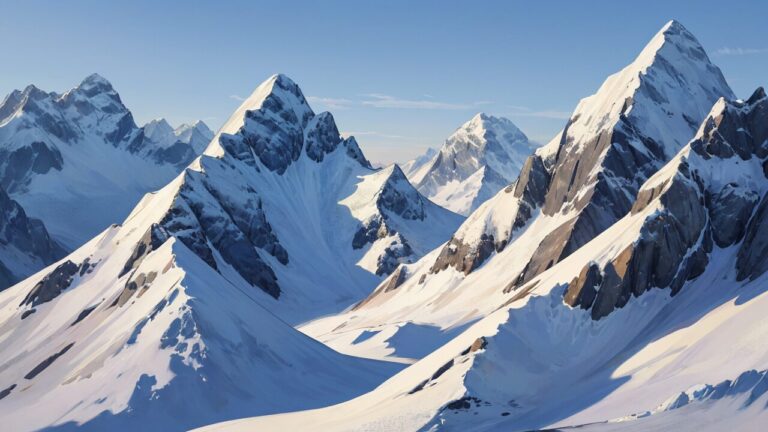 山/冬の山脈/雪/イラスト素材