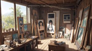 アトリエ/画家/芸術/イラスト素材