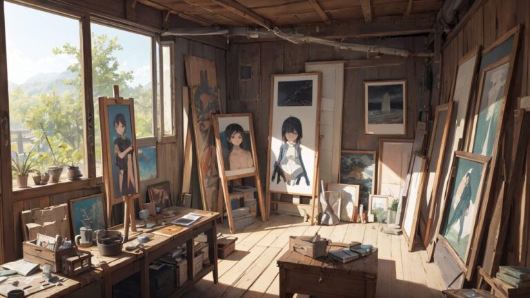 アトリエ/画家/芸術/イラスト素材