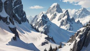 山/冬の山脈/雪/イラスト素材