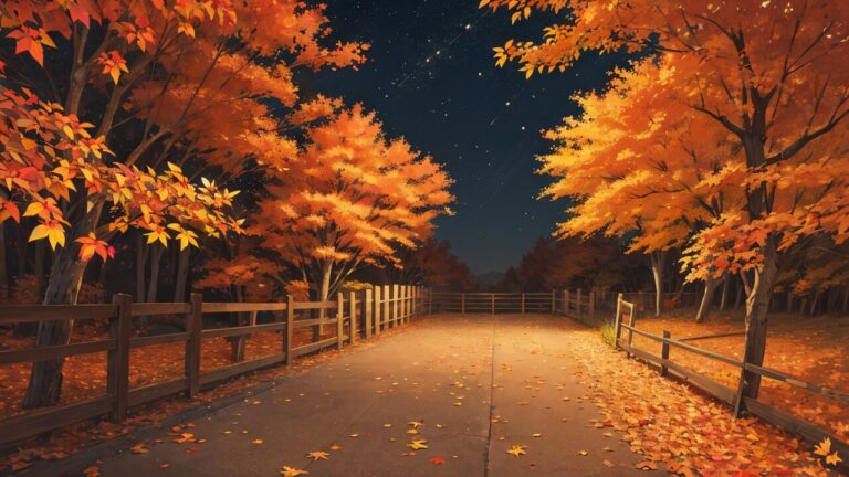 紅葉/夜景/秋/イラスト素材