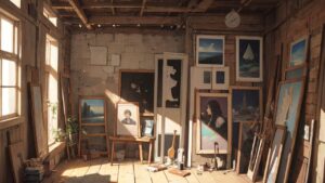 アトリエ/画家/芸術/イラスト素材