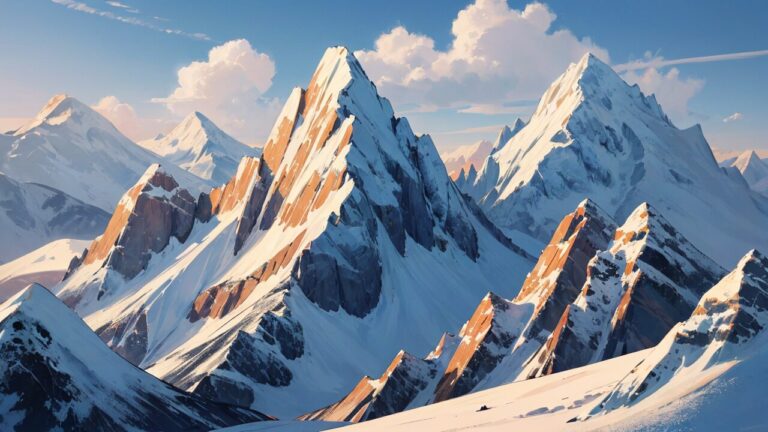 山/冬の山脈/雪/イラスト素材