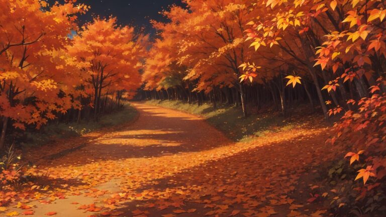 紅葉/夜景/秋/イラスト素材