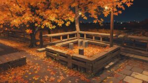 紅葉/夜景/秋/イラスト素材