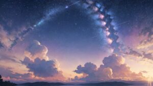 幻想的な空/夜空/イラスト素材