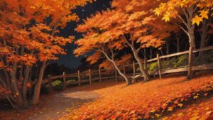 紅葉/夜景/秋/イラスト素材