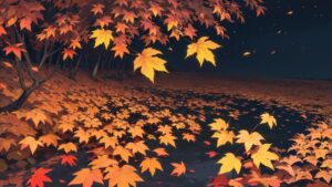 紅葉/夜景/秋/イラスト素材