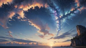 海/幻想的な空/イラスト素材