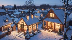 クリスマス/ホワイトクリスマス/クリスマスツリー/イラスト素材