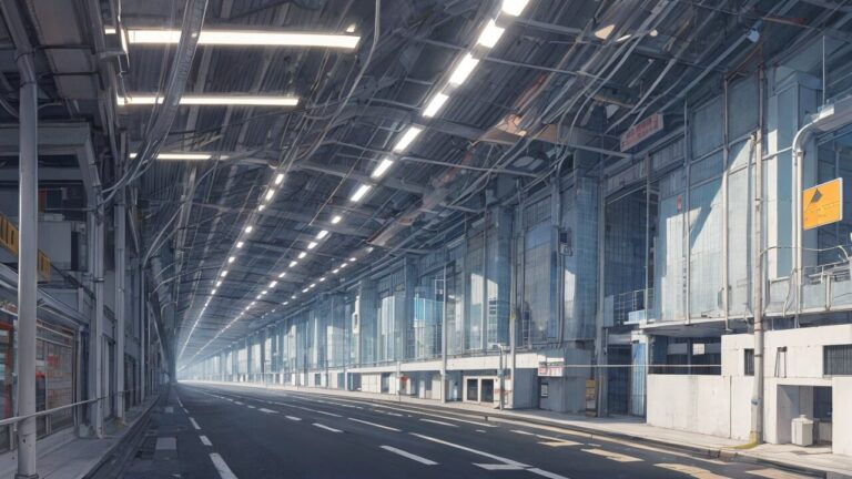 通路/工場跡地/倉庫街/車道/イラスト素材